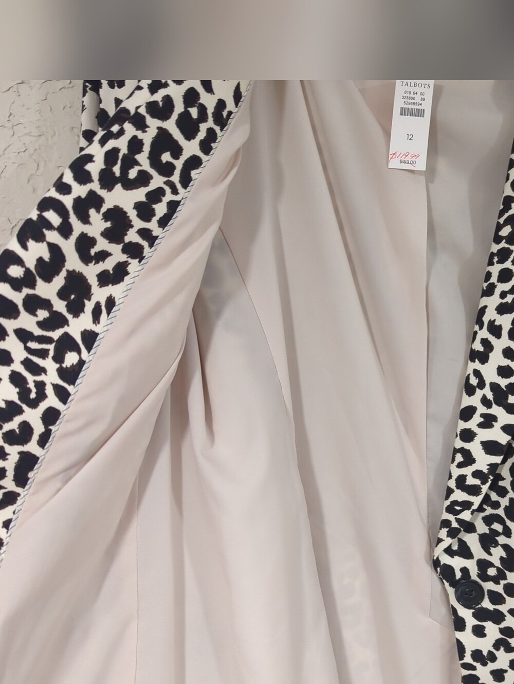 NWT Talbots Cream and White Leopard-Print Blazer Women's 12 Office Chic Animal - Picture 10 of 16